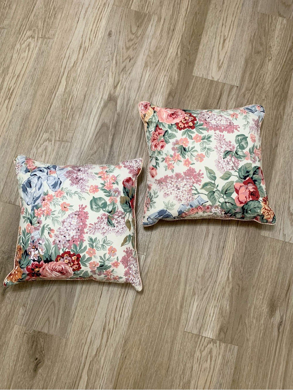 Lauren Ralph Lauren Allison Throw Down Pillows Floral Pink Gingham 13”x13”